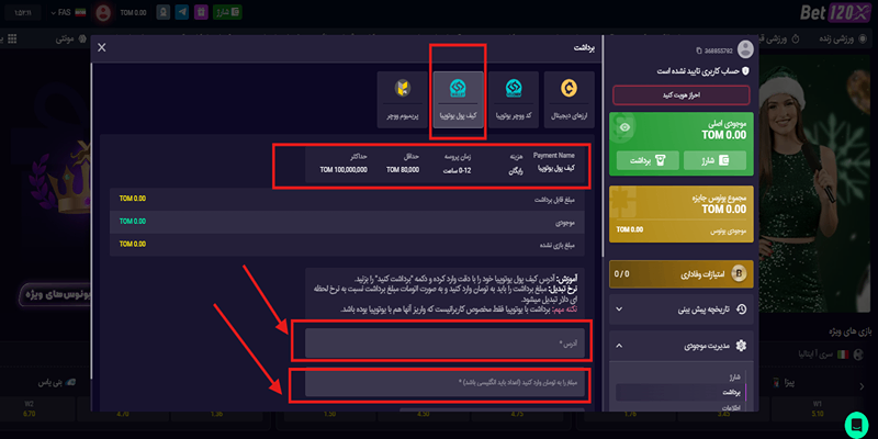 روش برداشت از Bet120X روش برداشت از Bet120X